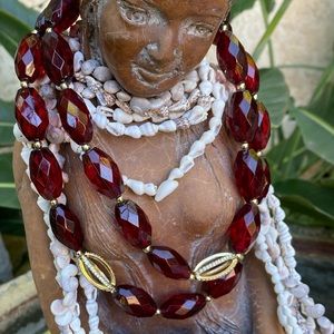 🔥NEW🔥ELEGANT RUBY RED AND GOLD NECKLACE